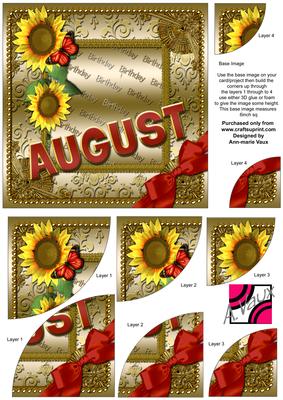 August Sun Birthday Gold 6in Duo Corner Stacker