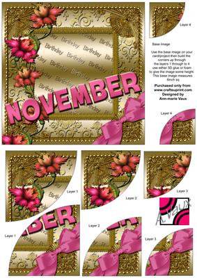 November Flower Birthday Gold 6in Duo Corner Stacker