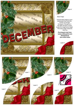 December Winter Birthday Gold 6in Duo Corner Stacker