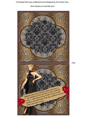 Evening Lady Birthday Definition Cut and Fold Portrait Card