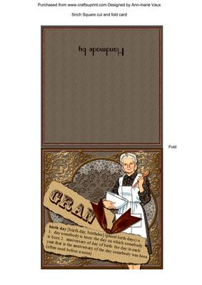 Gran Birthday Definition Cut and Fold Portrait Card