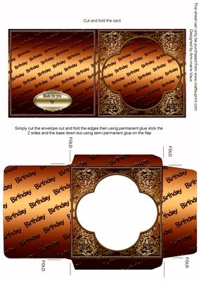 Metallic Bronze Birthday Midi Card and Envelope
