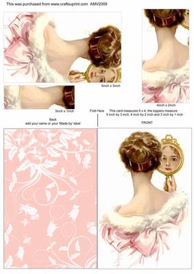 Vintage Mirror Lady Card and Toppers