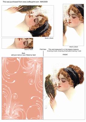 Vintage Lipstick Lady Card and Toppers