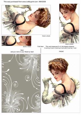 Vintage Opera Glasses Lady Card and Toppers