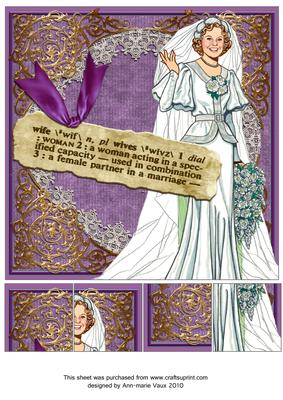Bride Wife Definition 8inch Picture Sheet