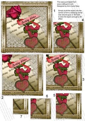 Birthday Red Rose Gold 5in Square One Corner Stacker