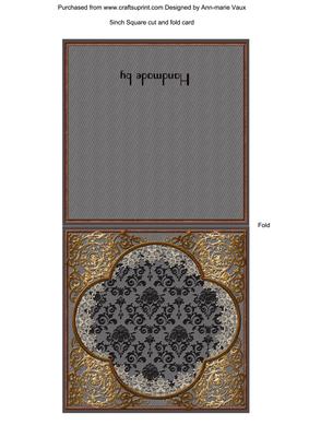 Plain Baroque Style Mid Grey Cut and Fold Portrait Card