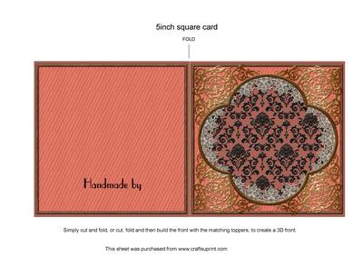 Plain Baroque Style Salmon Cut and Fold Card