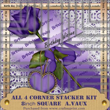 Lilac Birthday Rose 8inch Square Corner Stacker Kit