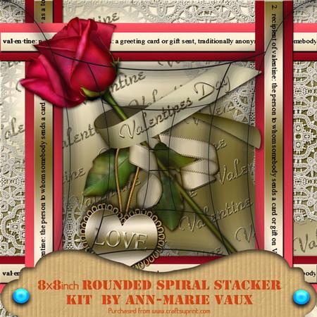 Red Rose Valentine Gold 8in Round Edge Spiral Stacker Kit