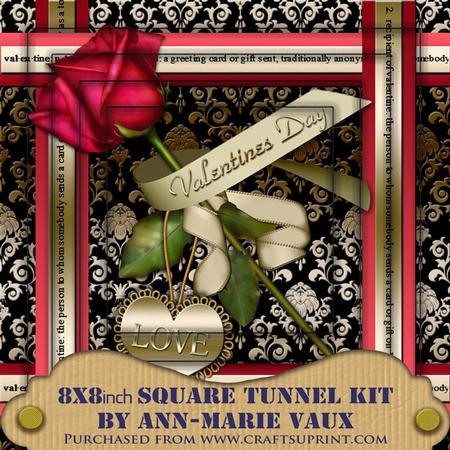 Red Rose Valentine Black Damask 8in Sq Tunnel Kit