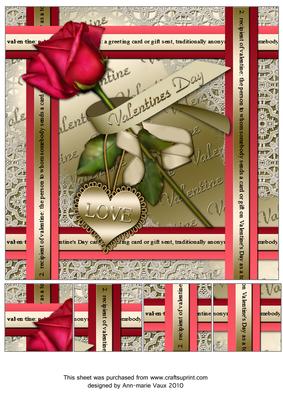 Red Rose Valentine Gold 8in Picture Sheet