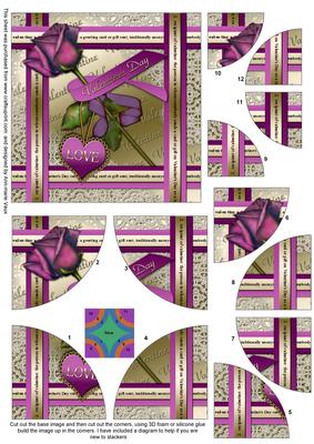 Purple Rose Valentine Gold 4 Rounded Corner Stacker