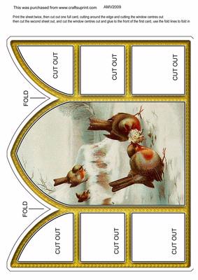 Robins Church Window Large Gatefold Card