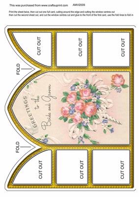 Bride and Groom Greetings Church Window Large Gatefold Card