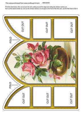 Rose Vase Church Window Large Gatefold Card