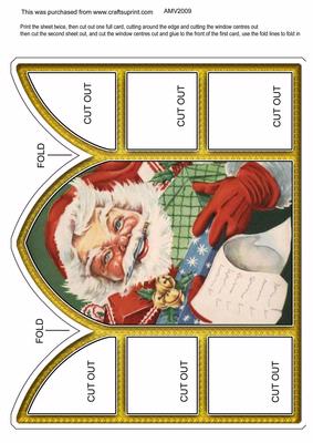 Santa 2 Church Window Large Gatefold Card