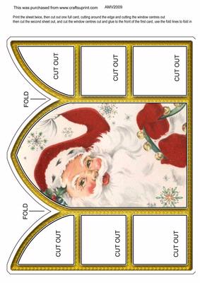 Santa 1 Church Window Large Gatefold Card