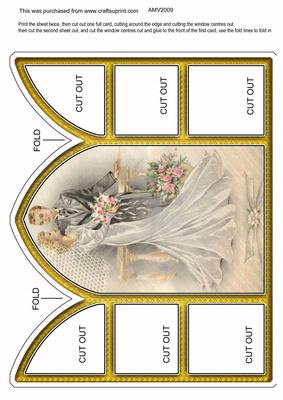 Wedding Couple Church Window Large Gatefold Card