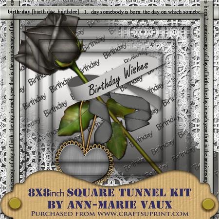 Silver Grey Rose Birthday 8inch Square Tunnel Kit