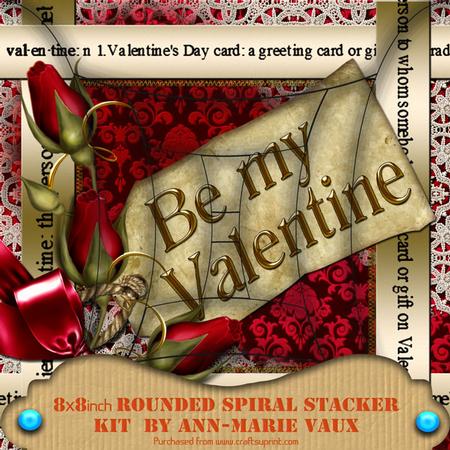 Be My Valentine Red Damask 8in Round Spiral Edge Stacker Kit