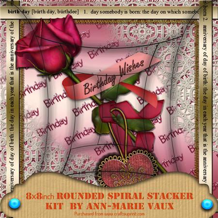 Pink Metallic Birthday Rose 8in Round Spiral Edge Kit