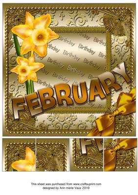 February Daff Gold Birthday 8inch Picture Sheet