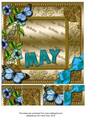 May Glory Gold Birthday 8inch Picture Sheet