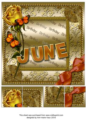 June Rose Gold Birthday 8inch Picture Sheet