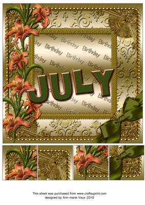 July Lily Gold Birthday 8inch Picture Sheet