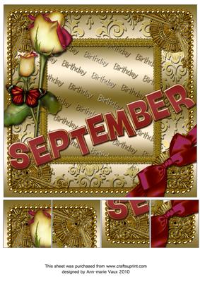 September Rose Gold Birthday 8inch Picture Sheet