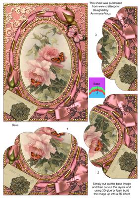 Pink Roses Butterfly Scallop Bottom 7x5inch Stacker