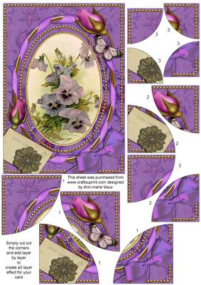 Purple Pansy Butterflies 7x5inch All 4 Corner Stacker
