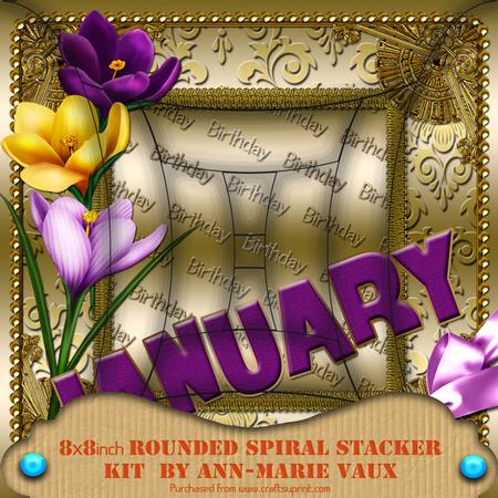 January Crocus Birthday 8in Rounded Edge Spiral Stacker Kit