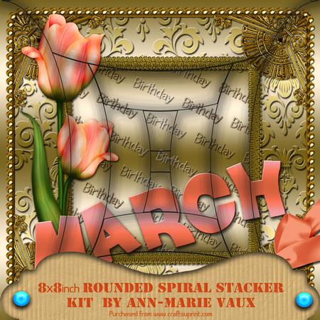 March Tulips Birthday 8in Rounded Edge Spiral Stacker Kit