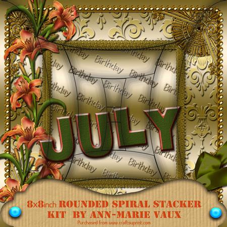 July Lily Birthday 8in Rounded Edge Spiral Stacker Kit