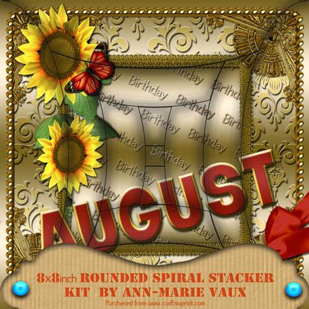 August Sunflower Birthday 8in Round Edge Spiral Stacker Kit