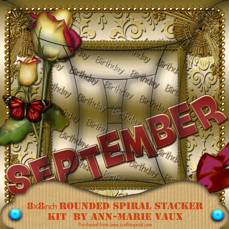 September Rose Birthday 8in Round Edge Spiral Stacker Kit