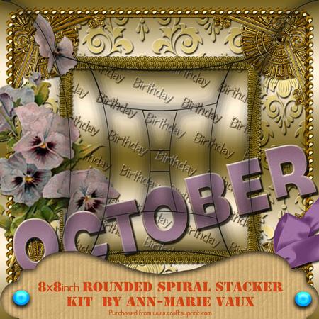 October Pansy Birthday 8in Round Edge Spiral Stacker Kit