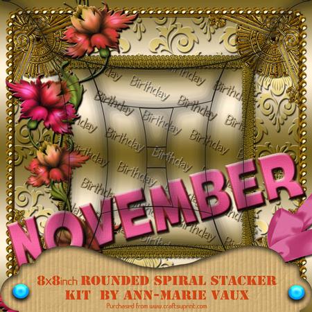 November Floral Birthday 8in Round Edge Spiral Stacker Kit