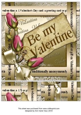 Be My Valentine Pink Rose 8in Picture Sheet