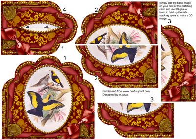 Vintage Birds 2 Ornate Scalloped Side Stacker