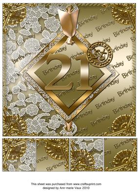 Gold 21st Birthday 8in Picture Sheet