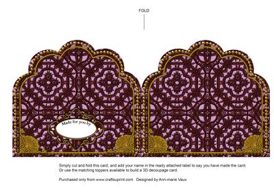 Lilac Chocolate Lace Ornate Scalloped Folded Card