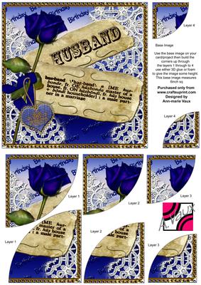 Blue Rose Husband Birthday 6in Duo Corner Stacker