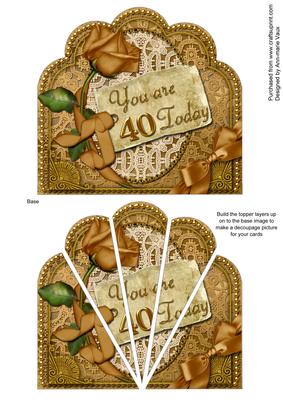 Gold 40 Today Ornate Scallop Deco Stacker