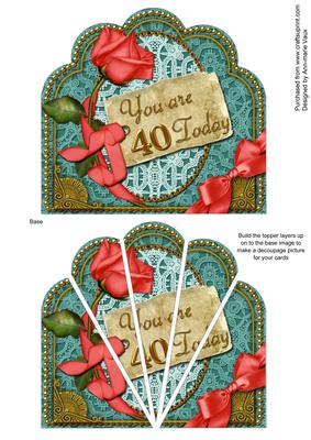 Teal Coral 40 Today Ornate Scallop Deco Stacker