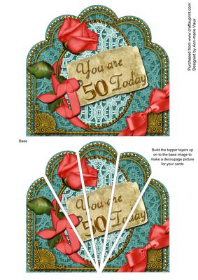 Teal Coral 50 Today Ornate Scallop Deco Stacker