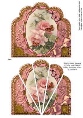 Pink Butterfly Roses Ornate Scallop Deco Stacker